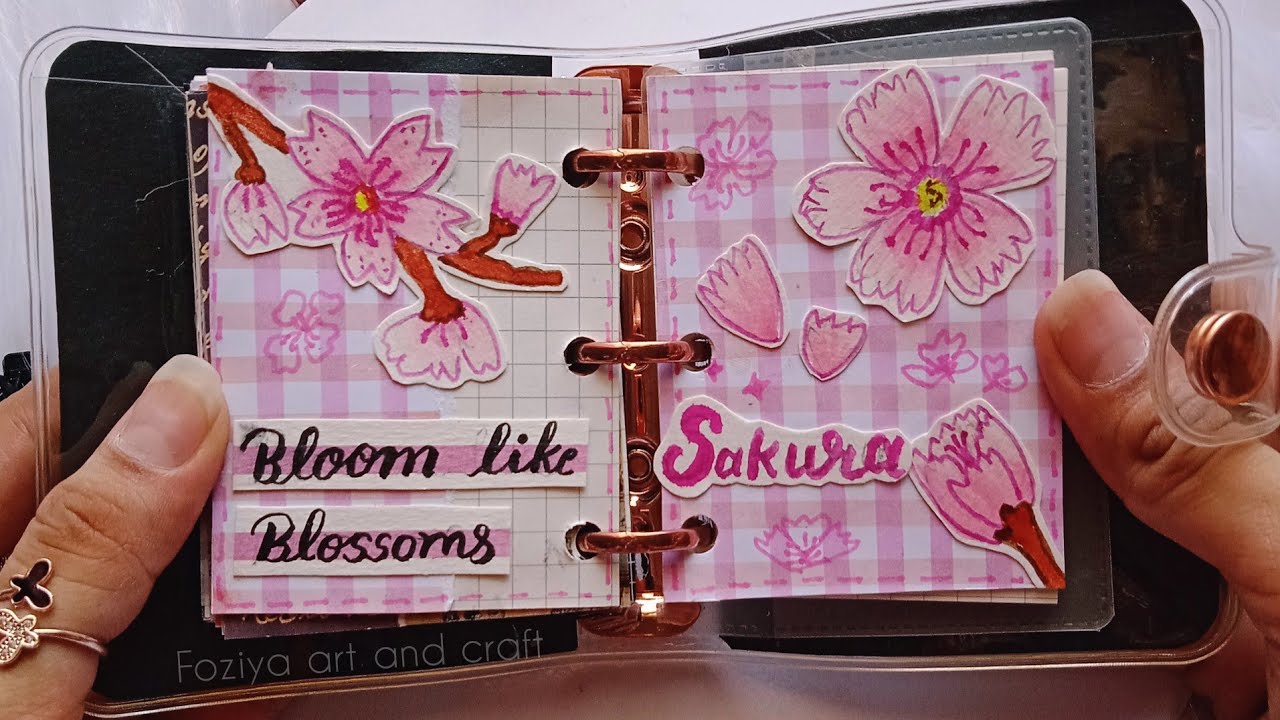 Cherry Blossom journal with homemade material 🌸| #journal #scrapbooking  #shorts