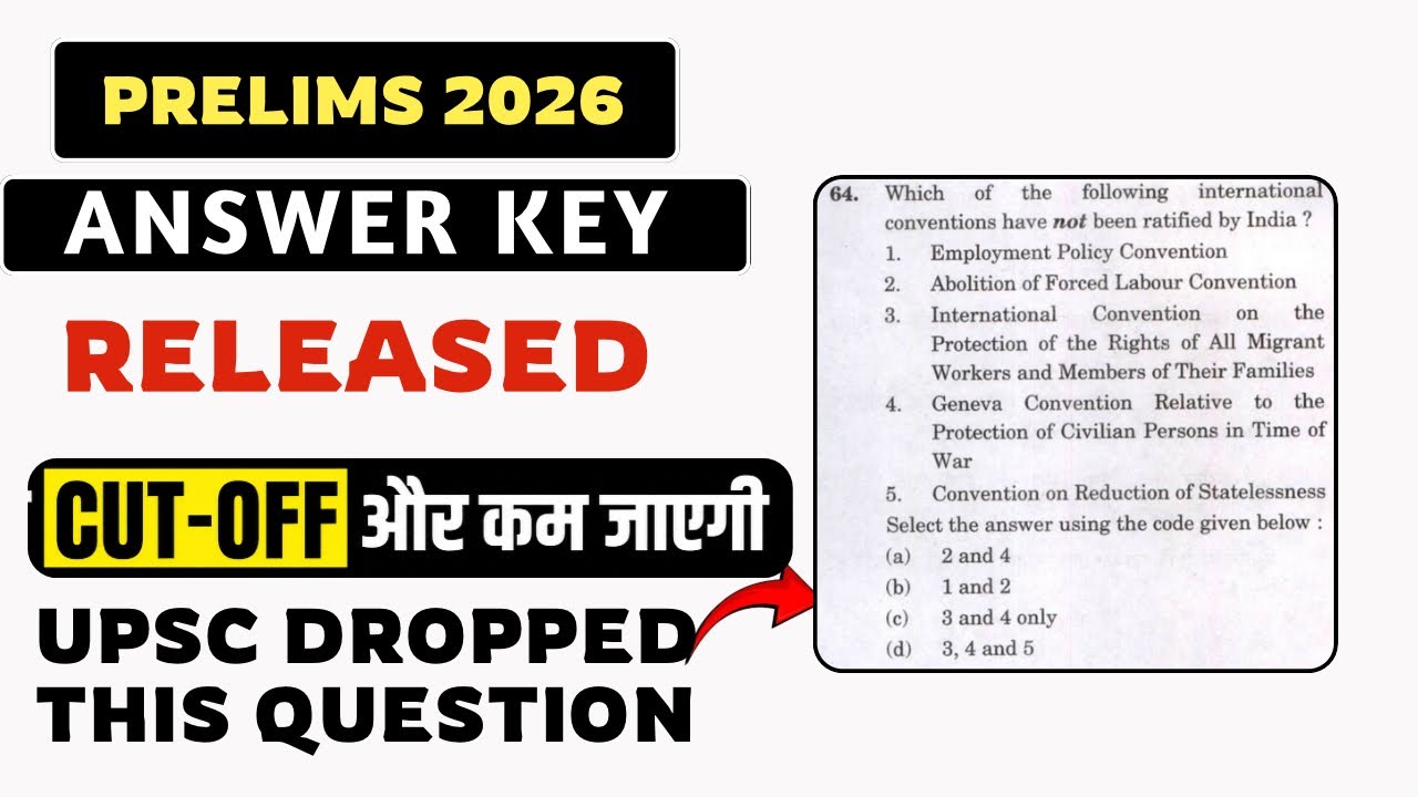 UPSC Prelims 2026 Answer Key Released? One Question Dropped | Cut-Off May Fall Further