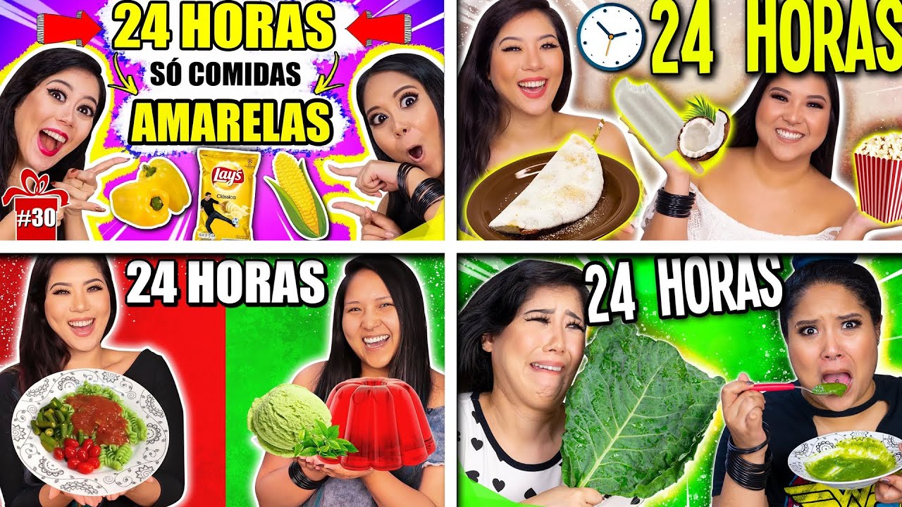 24 HORAS COMENDO COMIDAS DE UMA SÓ COR *para marotonar* | Blog das irmãs