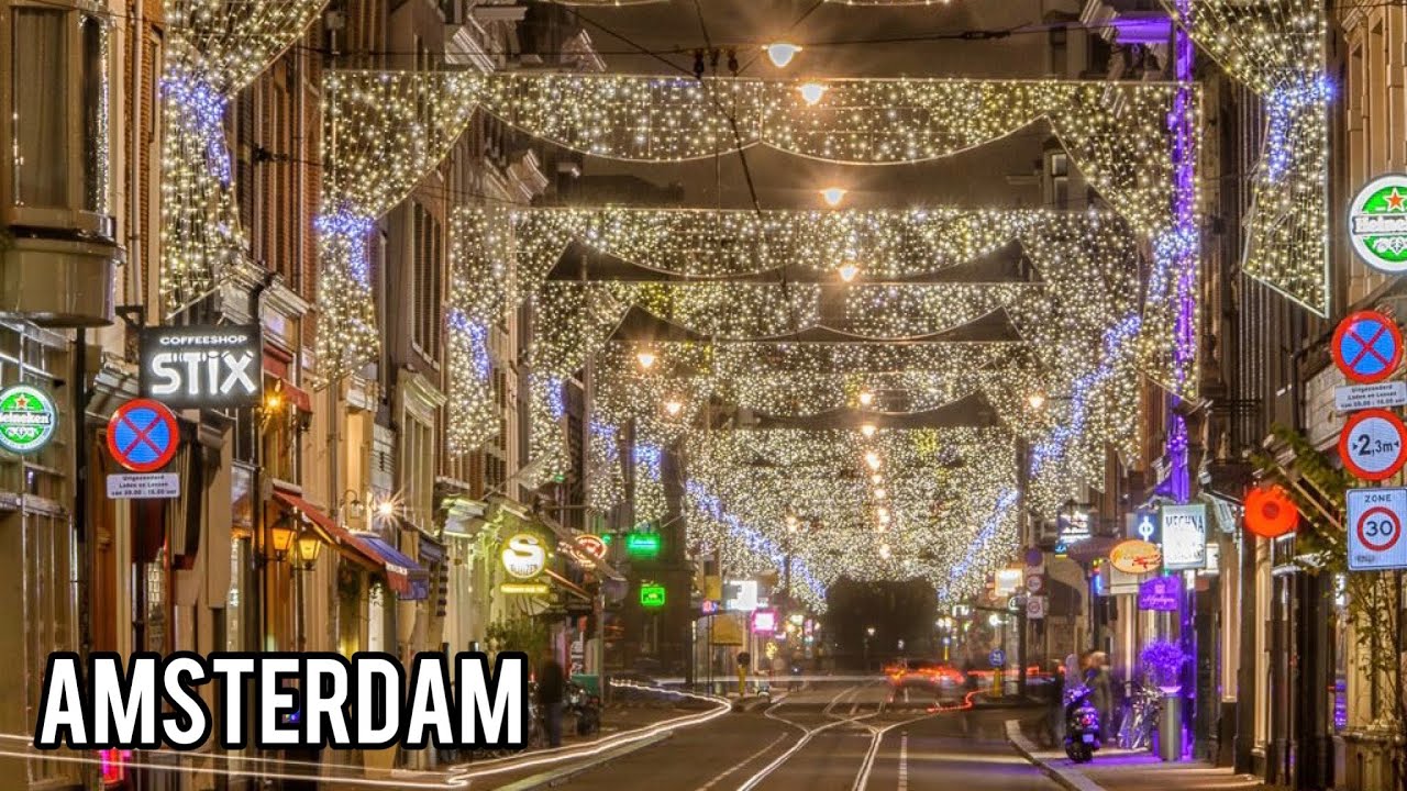 🇳🇱 Amsterdam Christmas Tree on Dam Square🎄2022 Christmas Lights Walking Tour