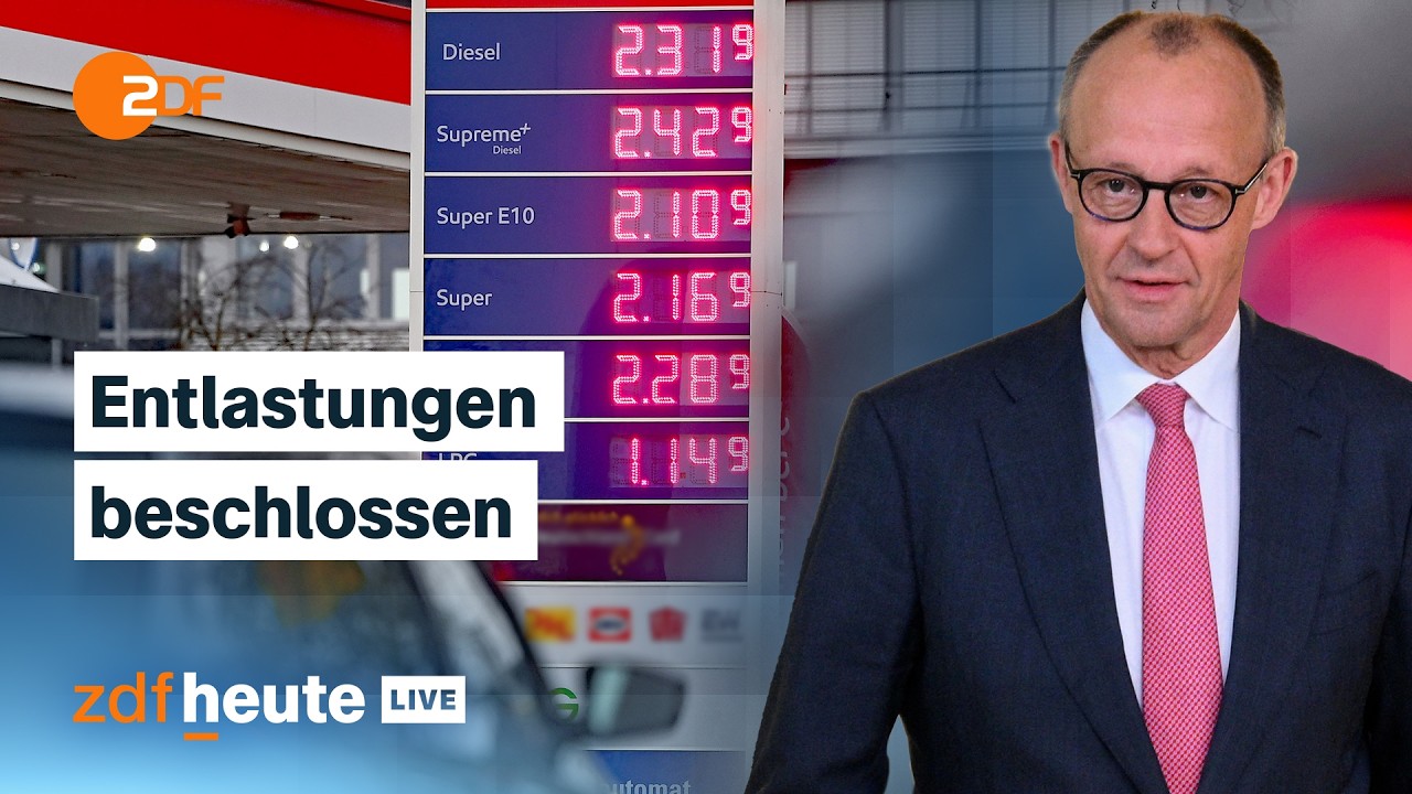 Tanken g&uuml;nstiger, Bonus vom Chef: Was die Regierung plant und wie es helfen soll | ZDFheute live