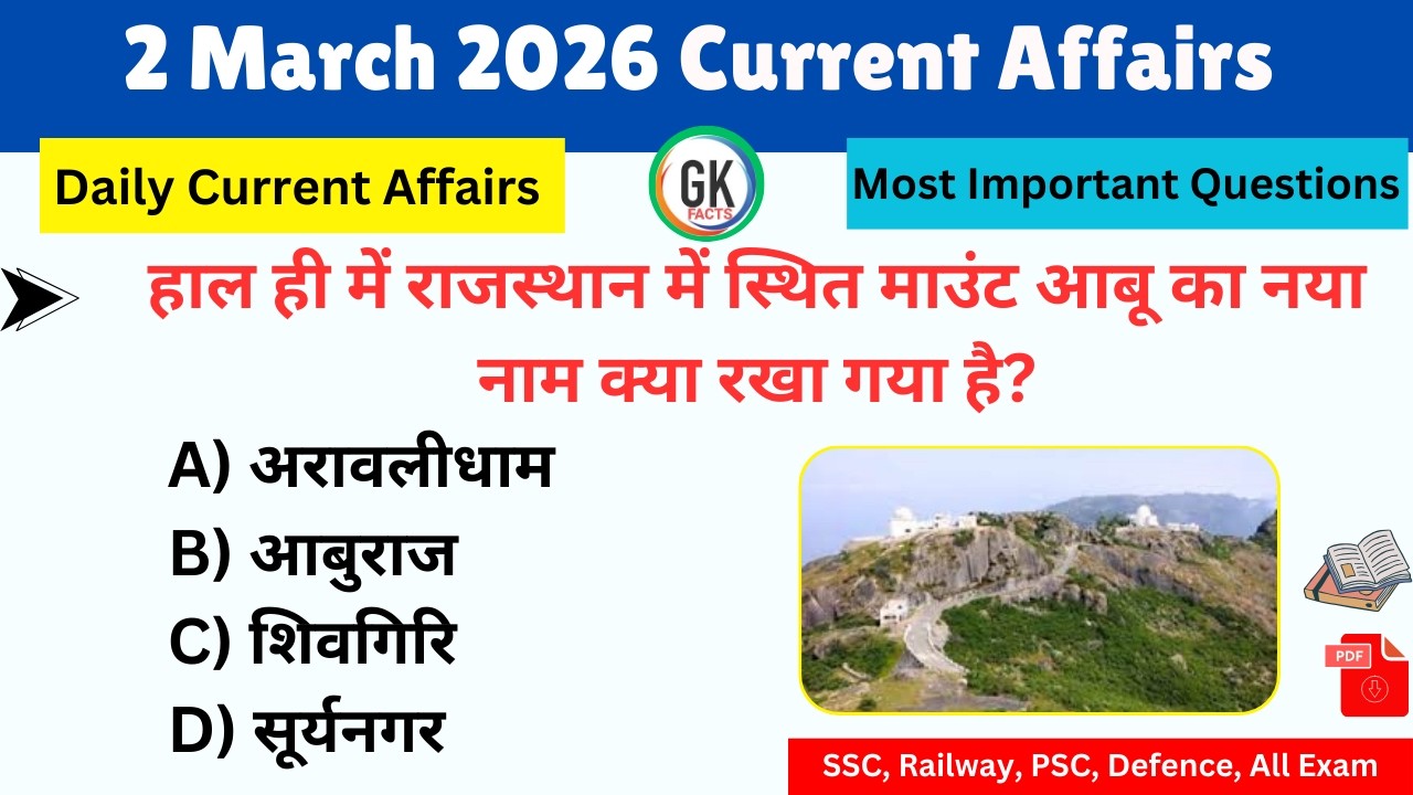 2 March 2026 Current Affairs | Current Affairs Today | GK FACTS