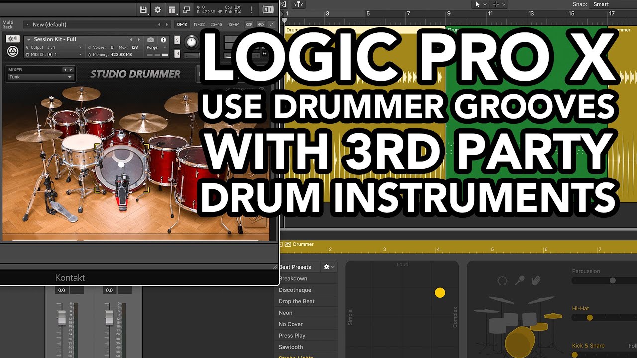 Logic Pro X - Use Drummer Grooves with 3rd Party Instruments (RESAMPLING & MIXING)