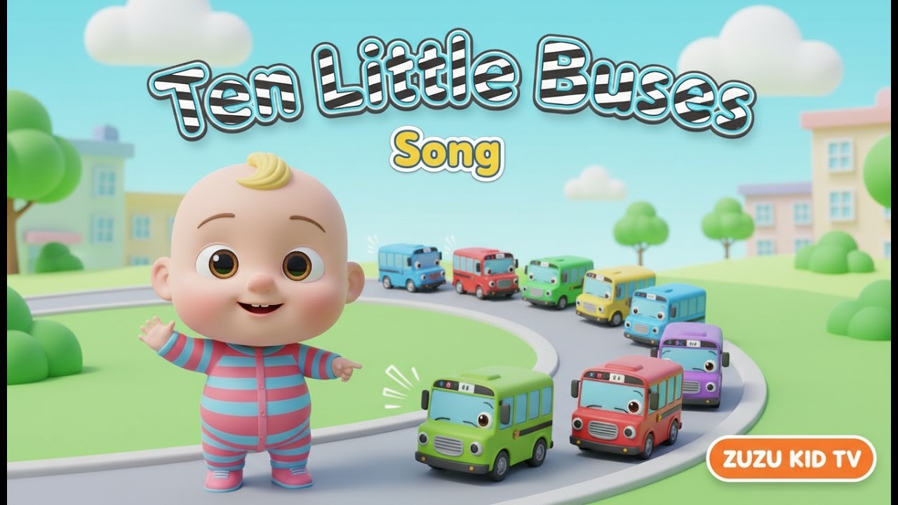 Ten Little Buses Song – Fun Toddler Counting & Vehicle Nursery Rhyme