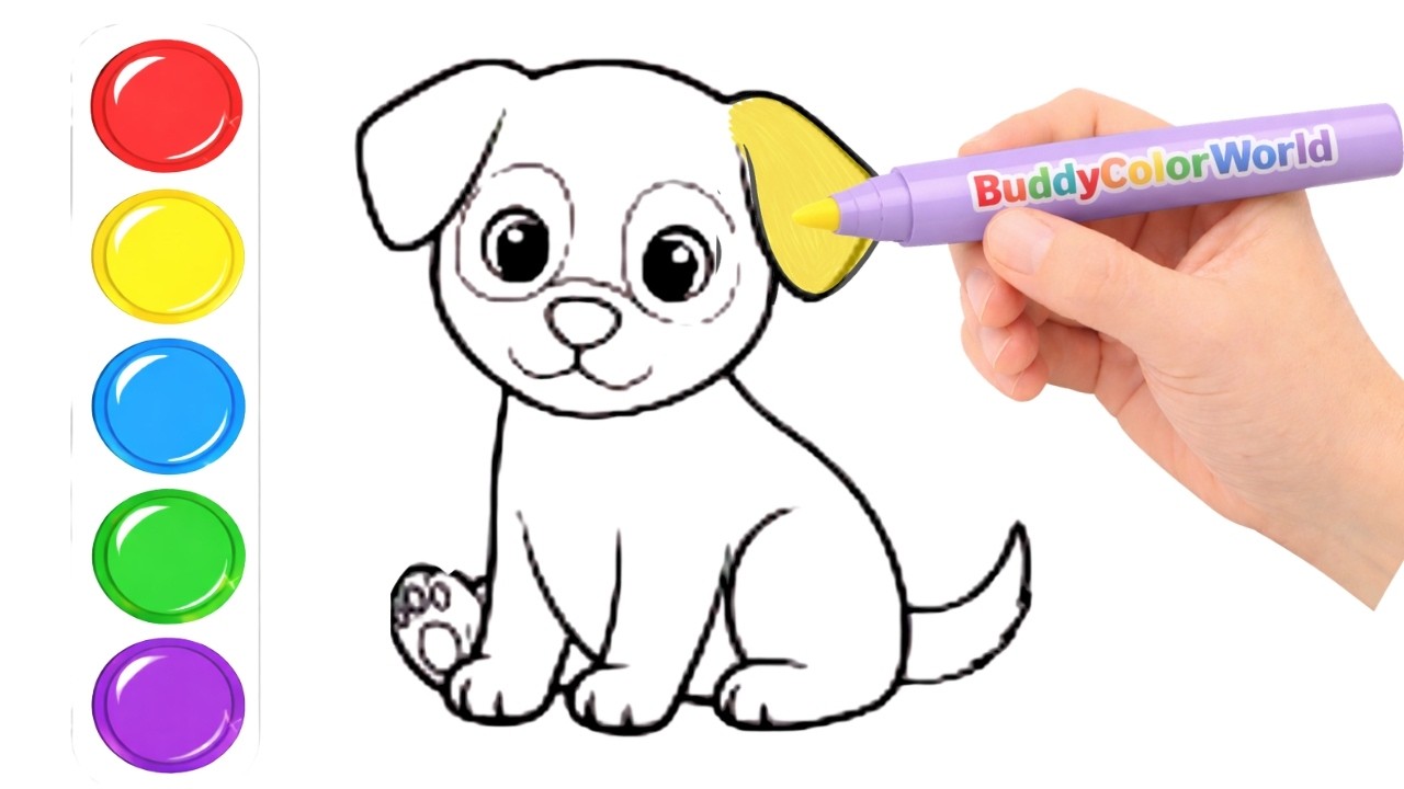 How to Color a Happy Puppy 🐶 | Kids Coloring Video