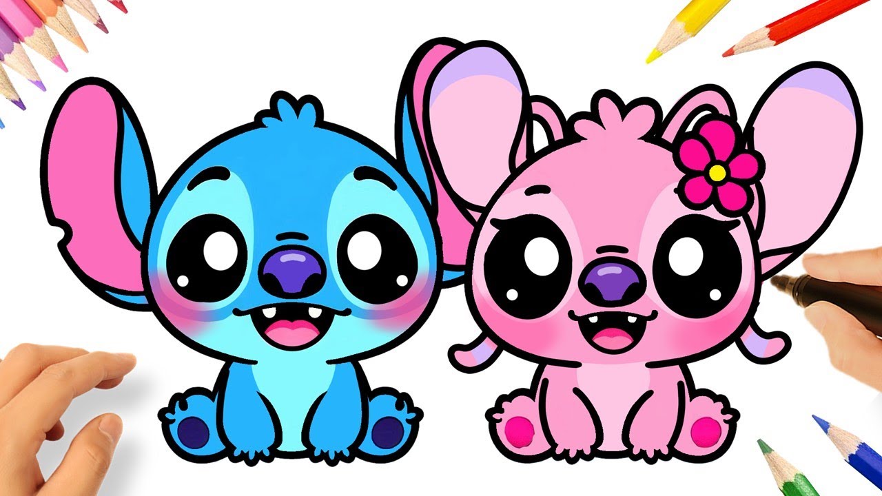 CÓMO DIBUJAR A STITCH Y ANGEL 💙💗