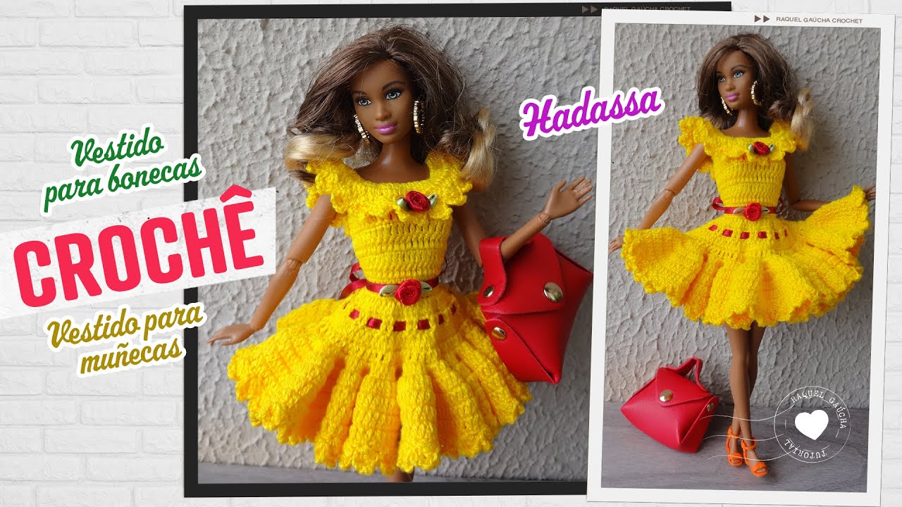 Vestido Curto de Crochê para Barbie | Hadassa