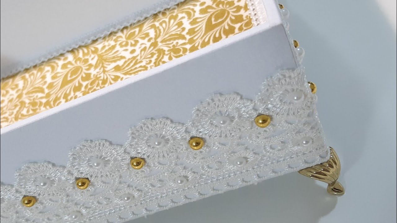 CAIXA DELICADA COM GUIPIR #caixaemMDF #box #mdfbox