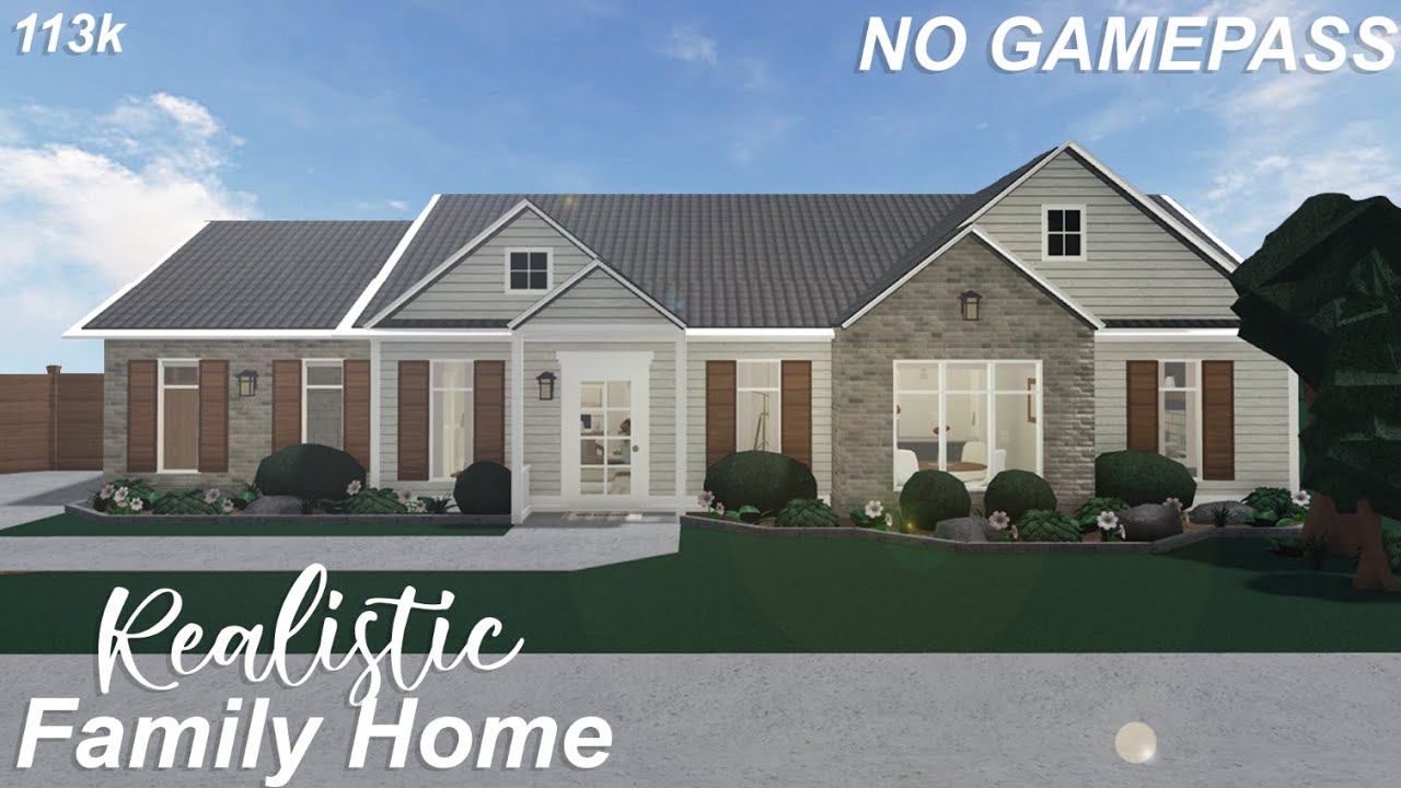 ROBLOX BLOXBURG | One-Story Realistic Family Home + Voiceover | No Gamepass | House Build