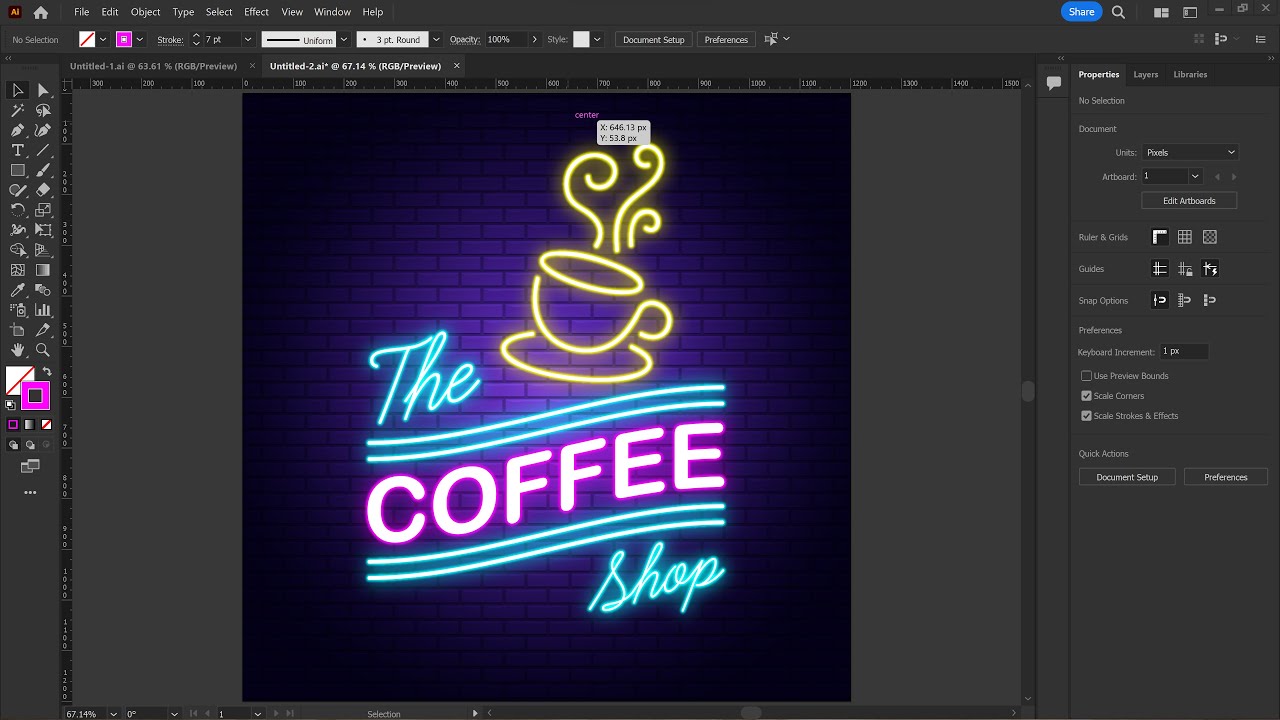 สอนกราฟฟิก ep_33 - การสร้างอักษรนีออน ด้วยโปรแกรม Adobe Illustrator CC