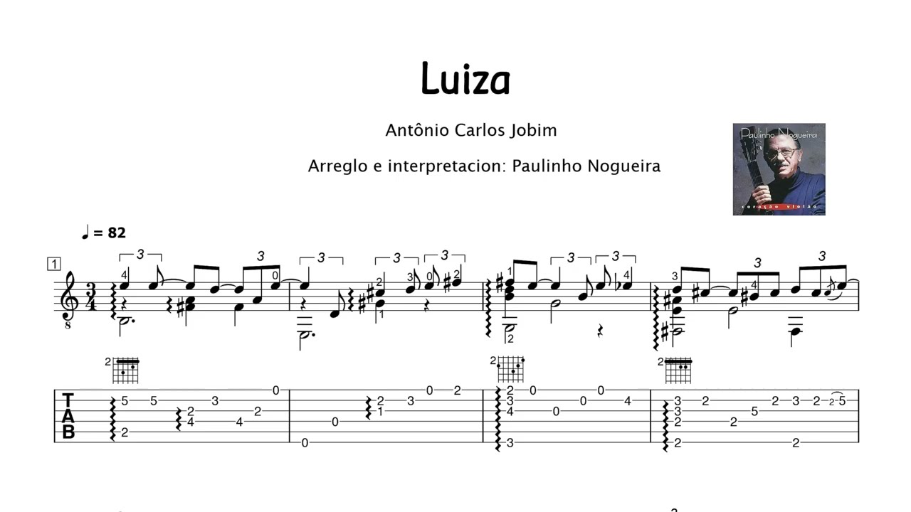 Antonio Carlos Jobim - Luiza - Arr. Paulinho Nogueira - Partitura y Tablatura