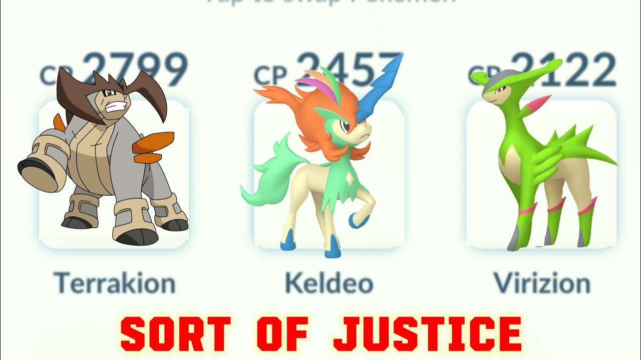 PROUD OF JUSTICE TEAM IN POKEMON GO 3VS3 TERRAKION KELDEO VIRIZION BATTLE IN POKEMON GO 