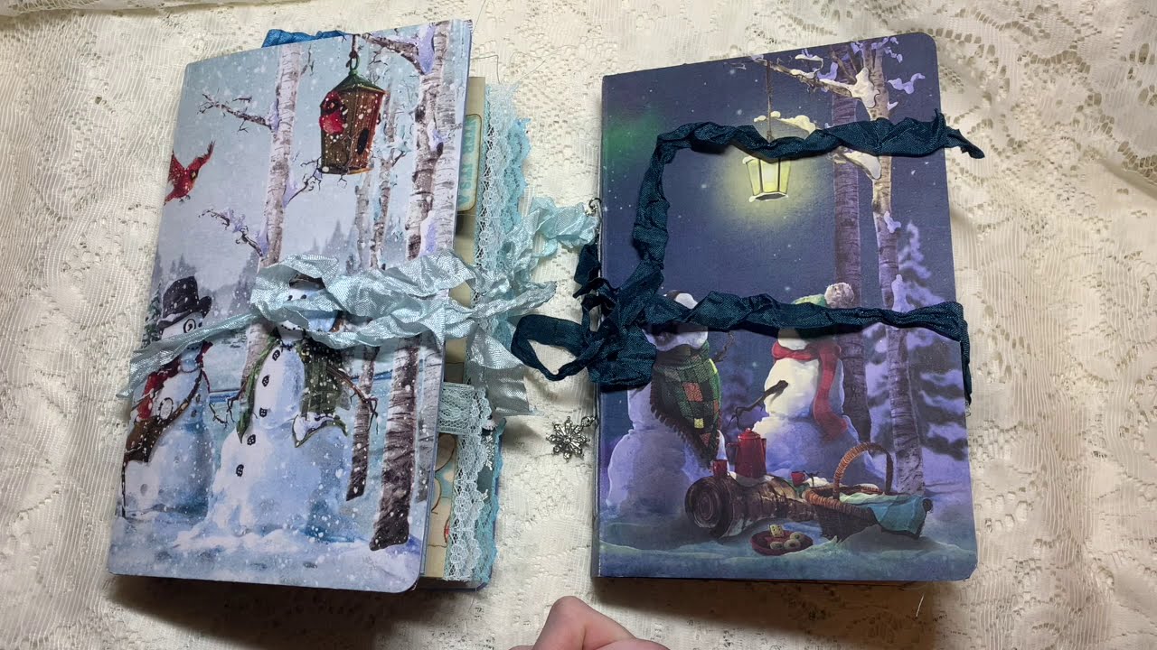 SOLD: 2 Snowman/Winter themed Junk Journals // Journal Flip Through