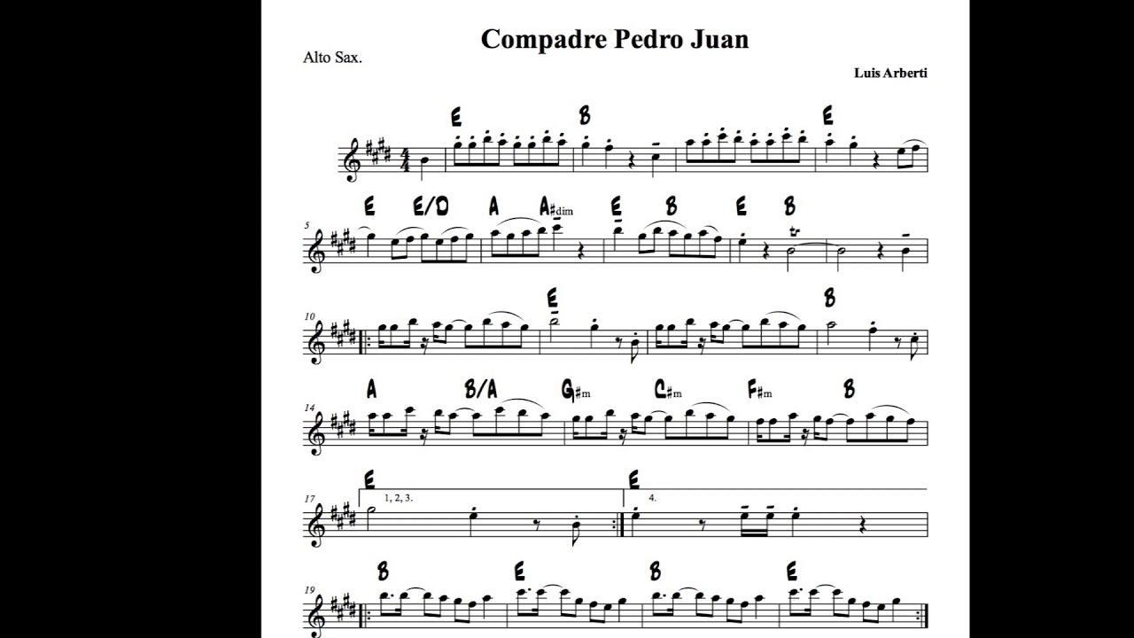 Compadre Pedro Juan - Alto Sax - Play Along
