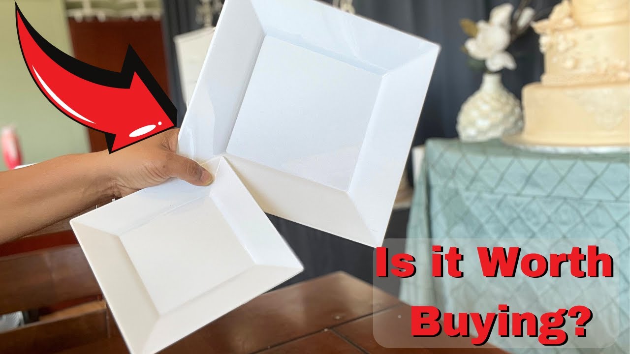 Goodluck 60 Pack Disposable Square Plastic Plates, Heavy Duty 30pcs Dinner Plates 9.5