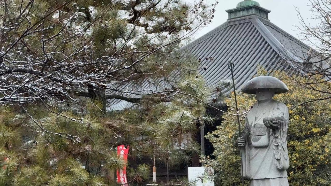 お大師に如月の雪降りしきる　2026乙訓寺