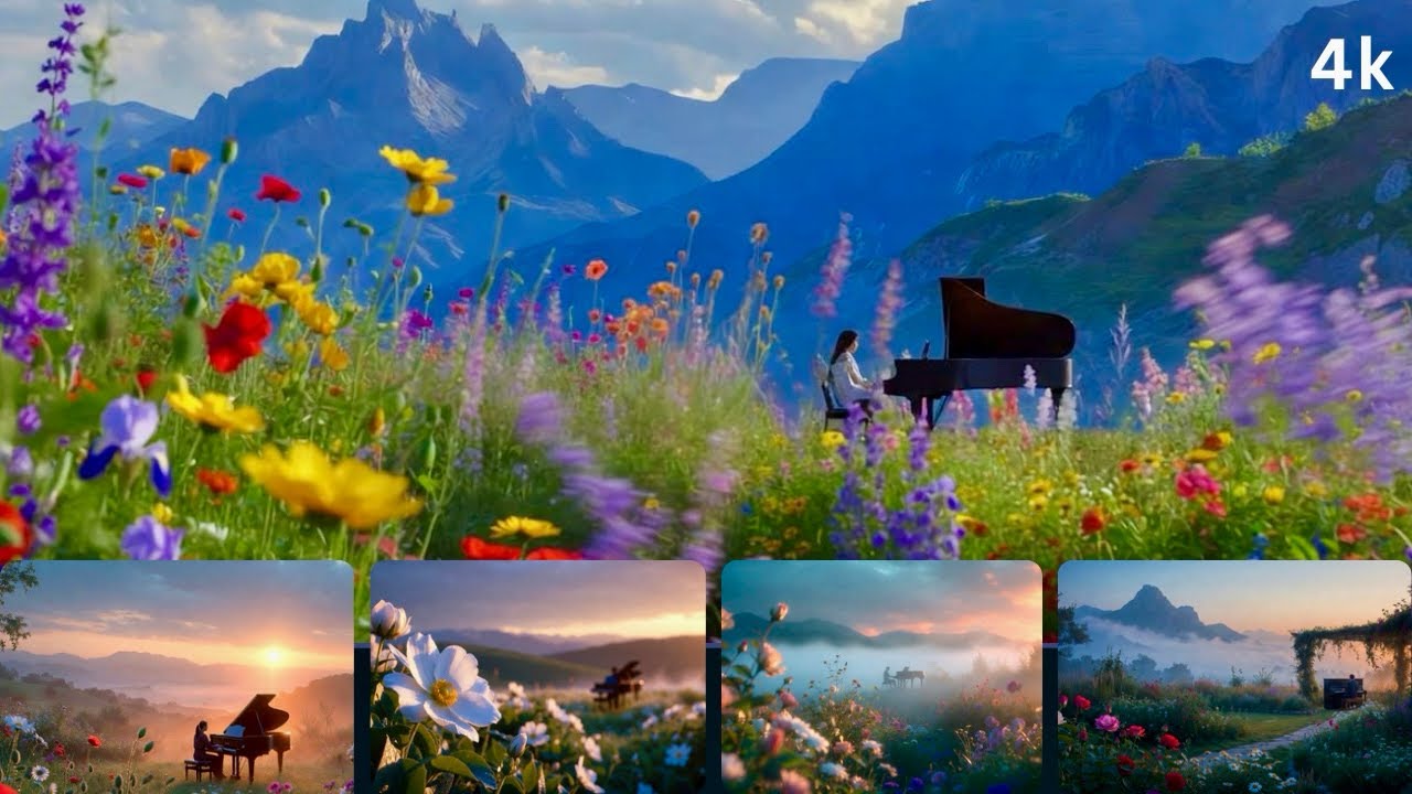 Piano relaxing music with flowers beautiful for #sleep #4k 