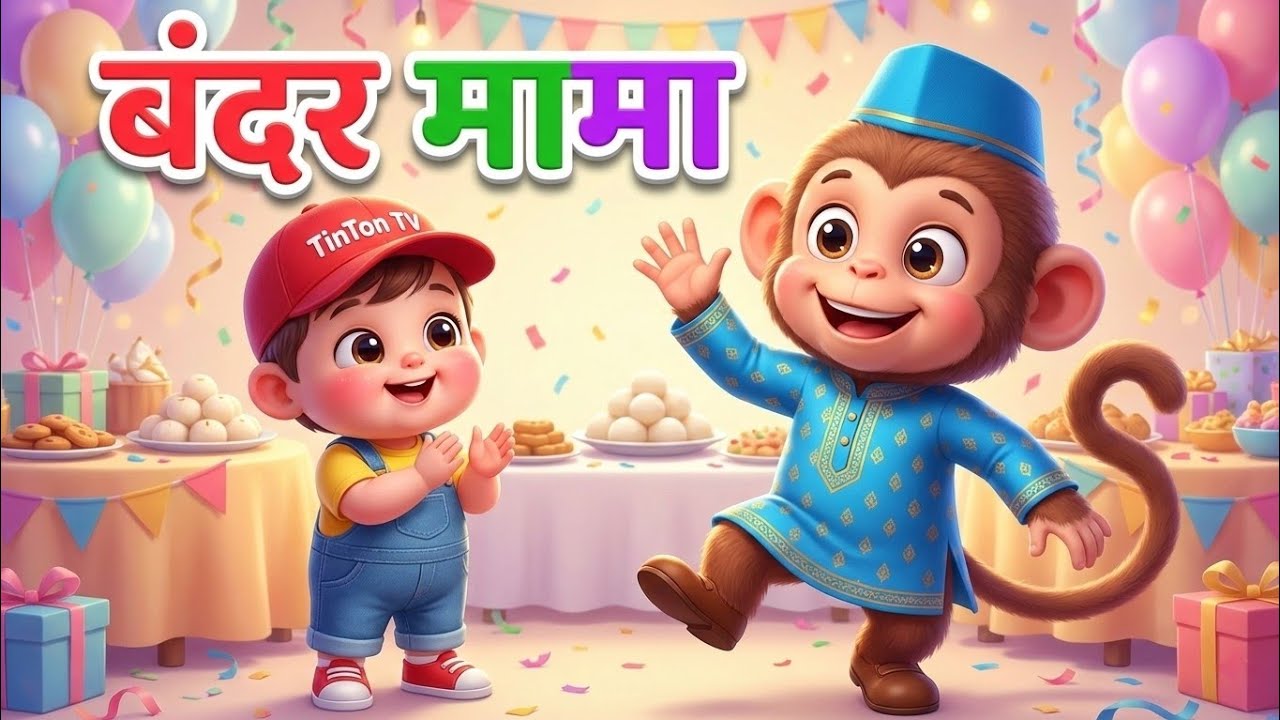 बंदर मामा पहने पजामा 🐵 | Funny Hindi Rhyme for Kids | Tintu & Bandar Mama | Tinton TV Hindi