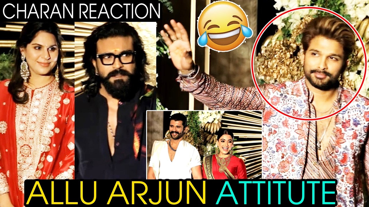 See Allu Arjun ATTITUDE🔥😍 at Vijay Devarakonda   Rashmika Mandanna #Virosh Reception #taajafilmy