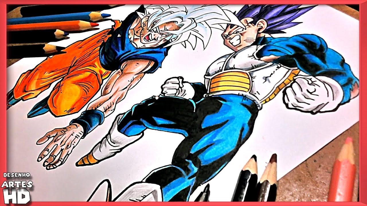 como desenhar o goku ultra instinto vs vegeta ultra ego superior