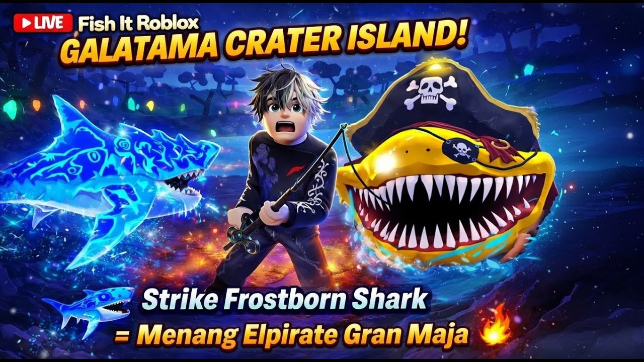 🎣 LIVE Fish It Roblox | GALATAMA CRATER ISLAND! Strike Frostborn Shark = Menang Elpirate Gran Maja