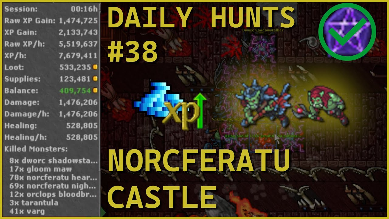 Tibia | Monk 591 | Norcferatu Castle | Daily Hunt #38