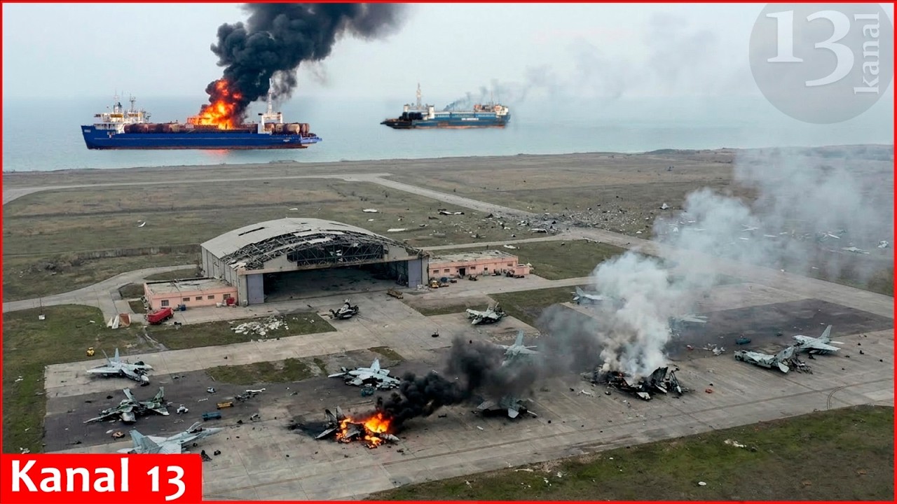 Украина обстреляла аэродром, военный завод, нефтеперерабатывающий завод и суда в ходе атаки на ро...