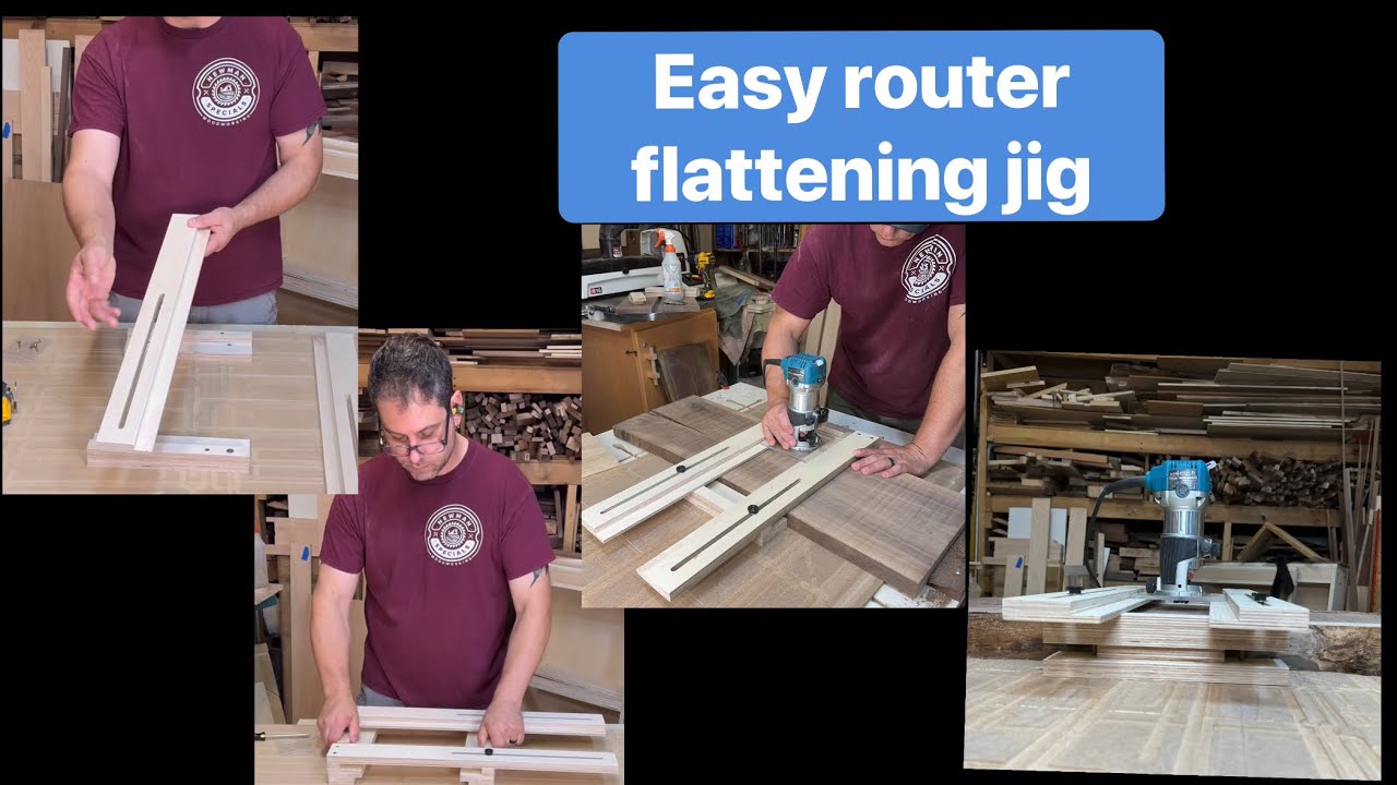 The Big Trim router flattening sled assembly and use