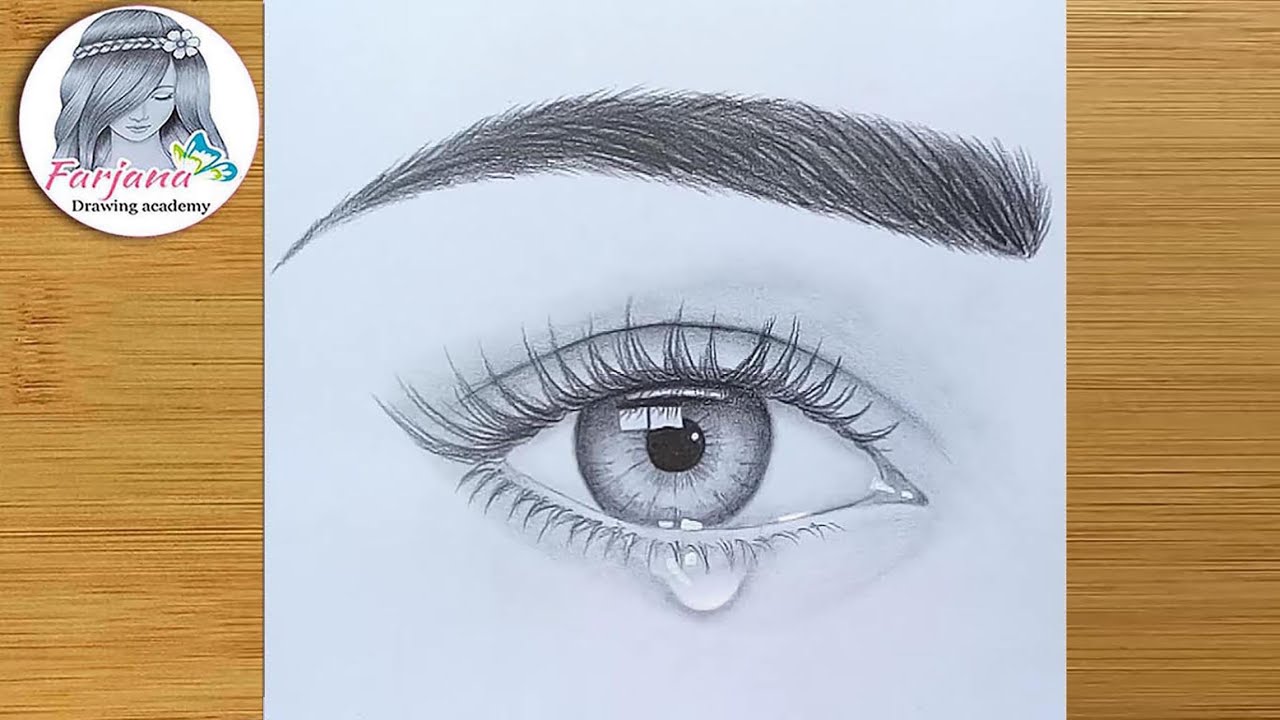 How to draw an eye with teardrop for Beginners || EASY WAY TO DRAW A REALISTIC EYE ||