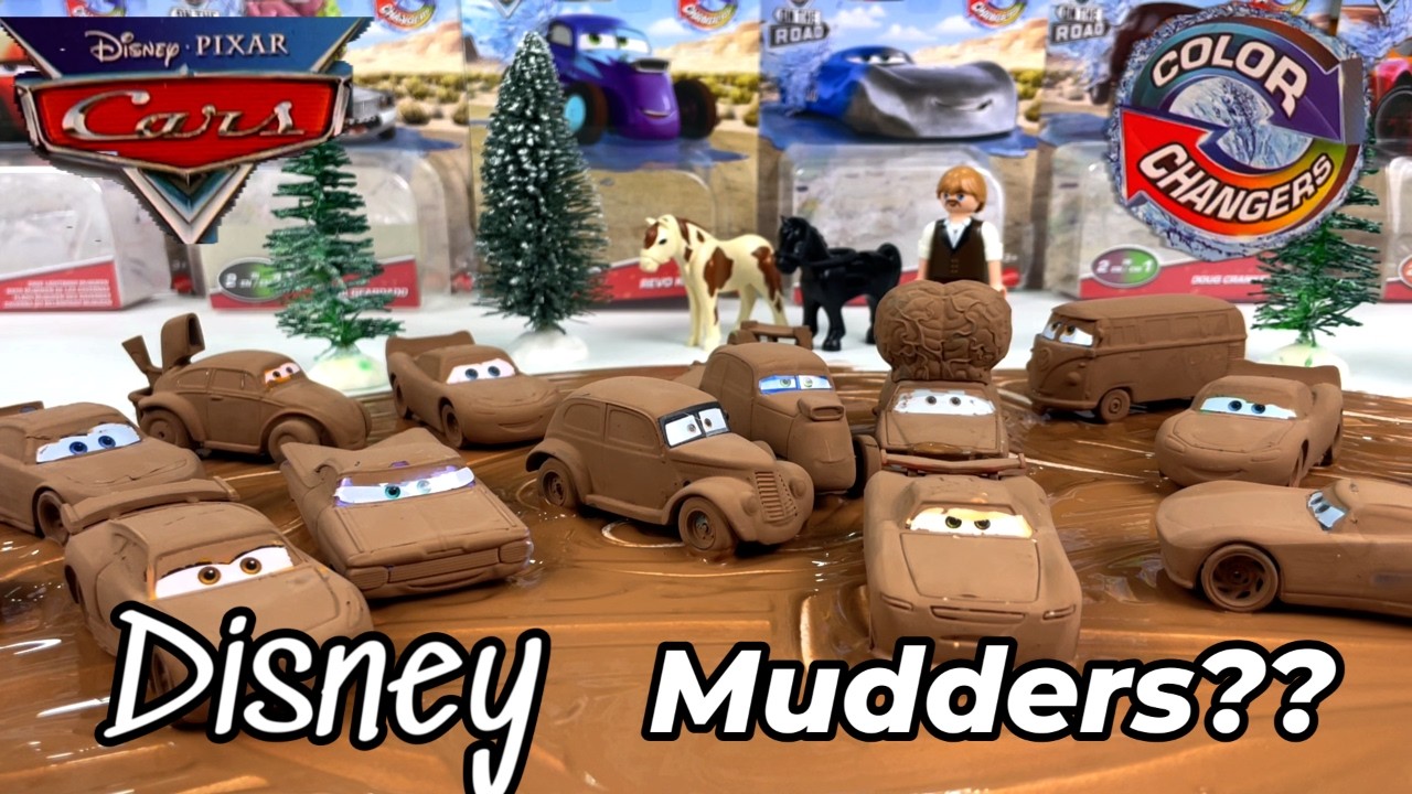 DISNEY PIXAR Custom Color Reveals CARS??? 🤯🚒 COLOR CHANGING CARS  Muddy Lightning McQueen++