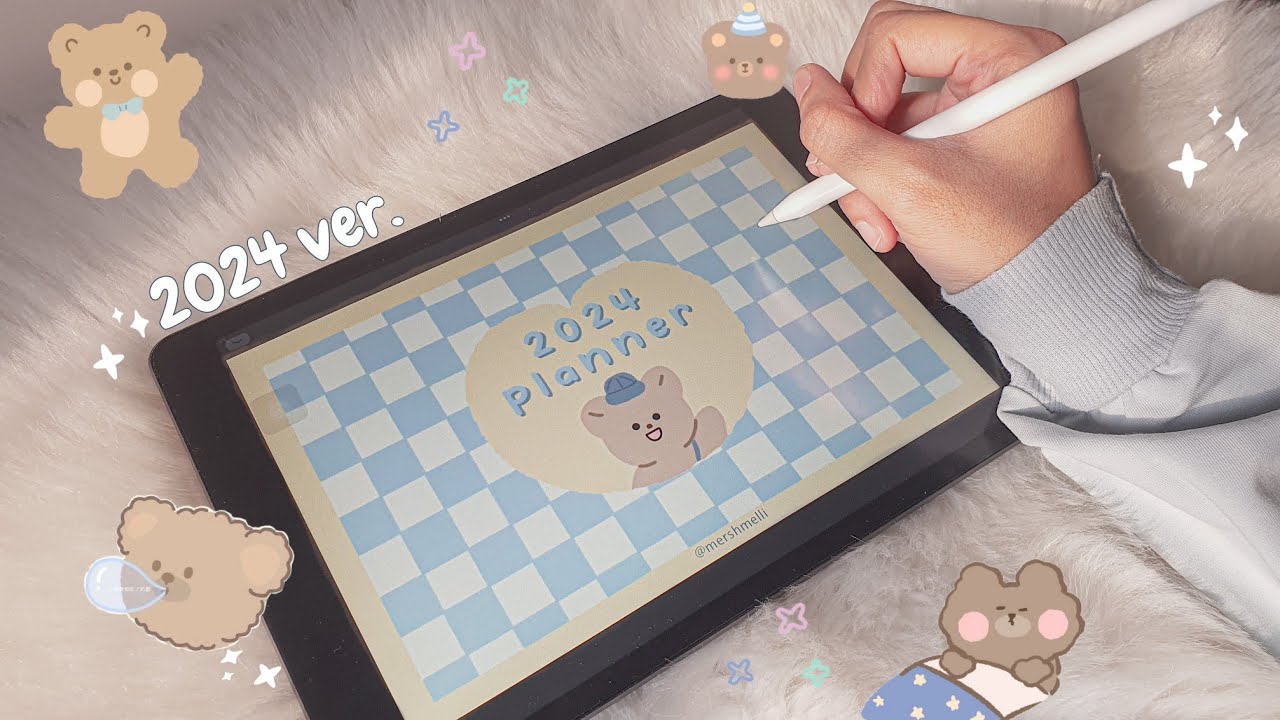 2024 Digital Planner + Hyperlink 🧸💙 | Free Template (Sunday & Monday Start)