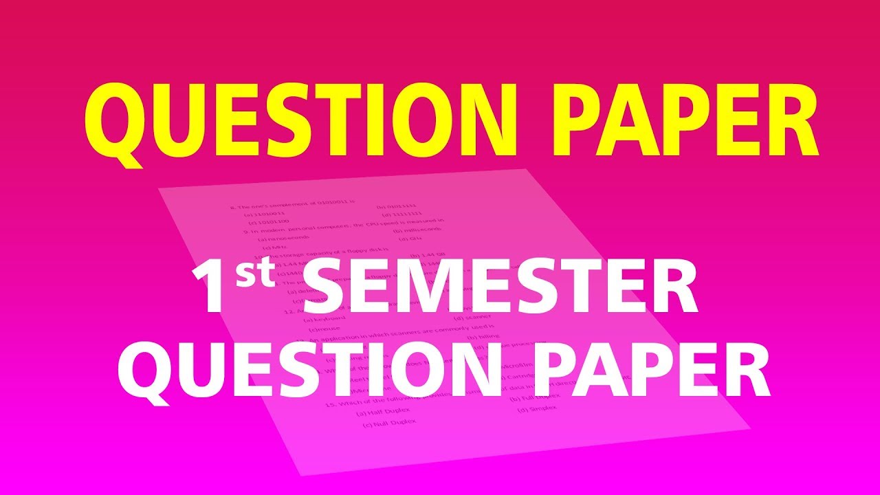 Fitter Trade Theory | 1st Semester Model Question Paper - 1