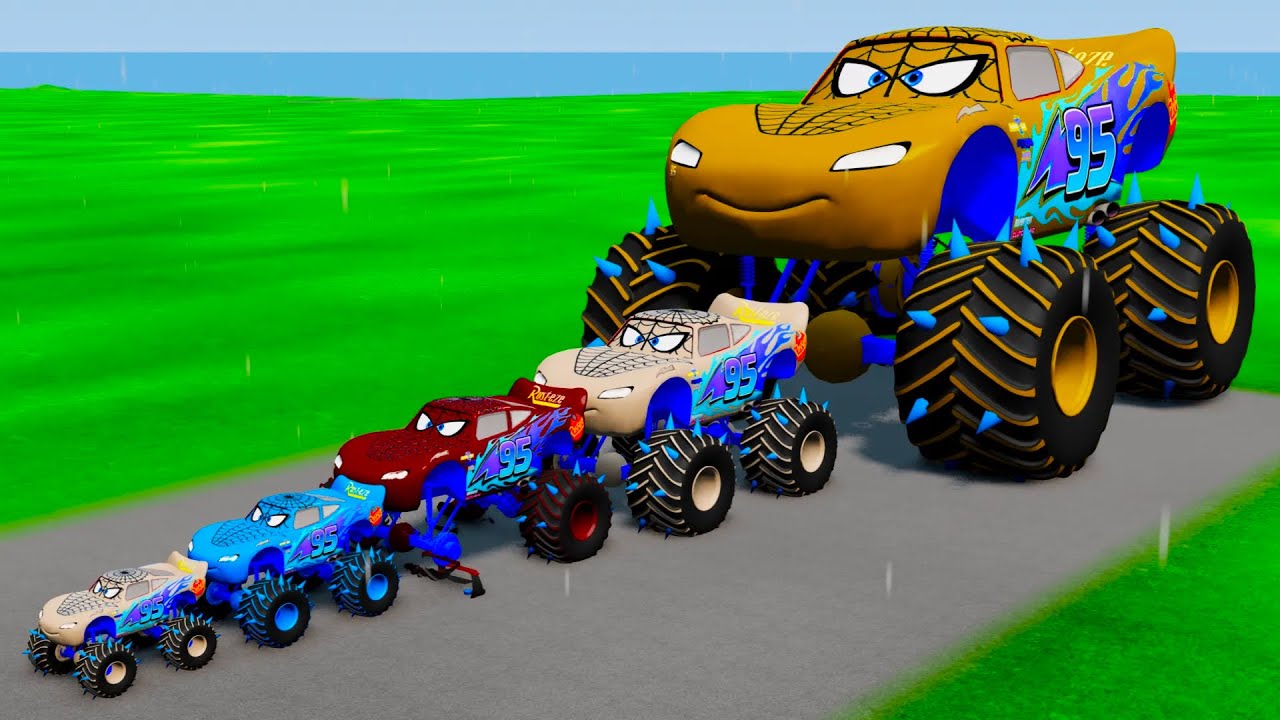 Big & Small McQSpiderm Vs Thomas Train The Tank Engine Vs Portal Vs Cars_Beamng.drive
