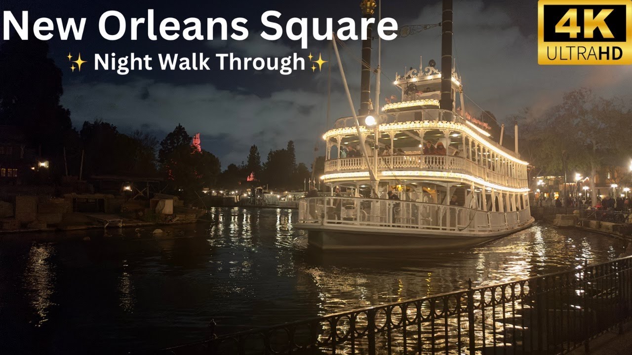 New Orleans Square Night Time Walk Through in Disneyland