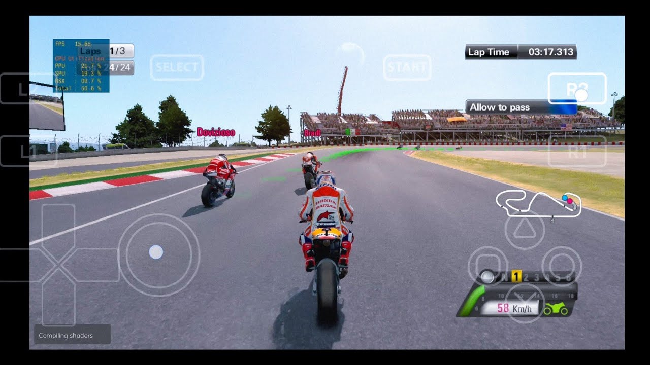 MotoGP 13 PS3 on mobile RPCS3 emulator Gameplay. For mali devices.
