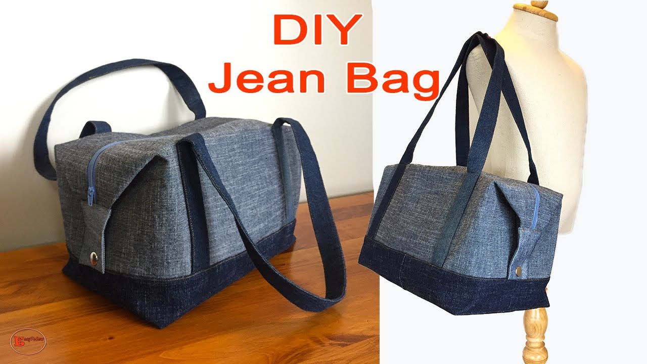 JEANS BAG DIY | JEANS BAG FROM OLD JEANS | RECYCLE JEANS INTO BAGS | TOTE BAG SEWING TUTORIAL