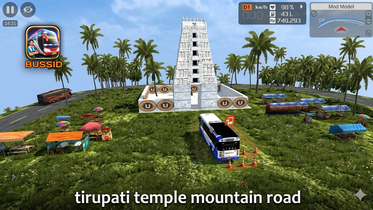 Tirupati 🙏🏻  mountain road map mode || in BUSSID gameplay 🚌 || amezing graphics futures @JodedluG7 