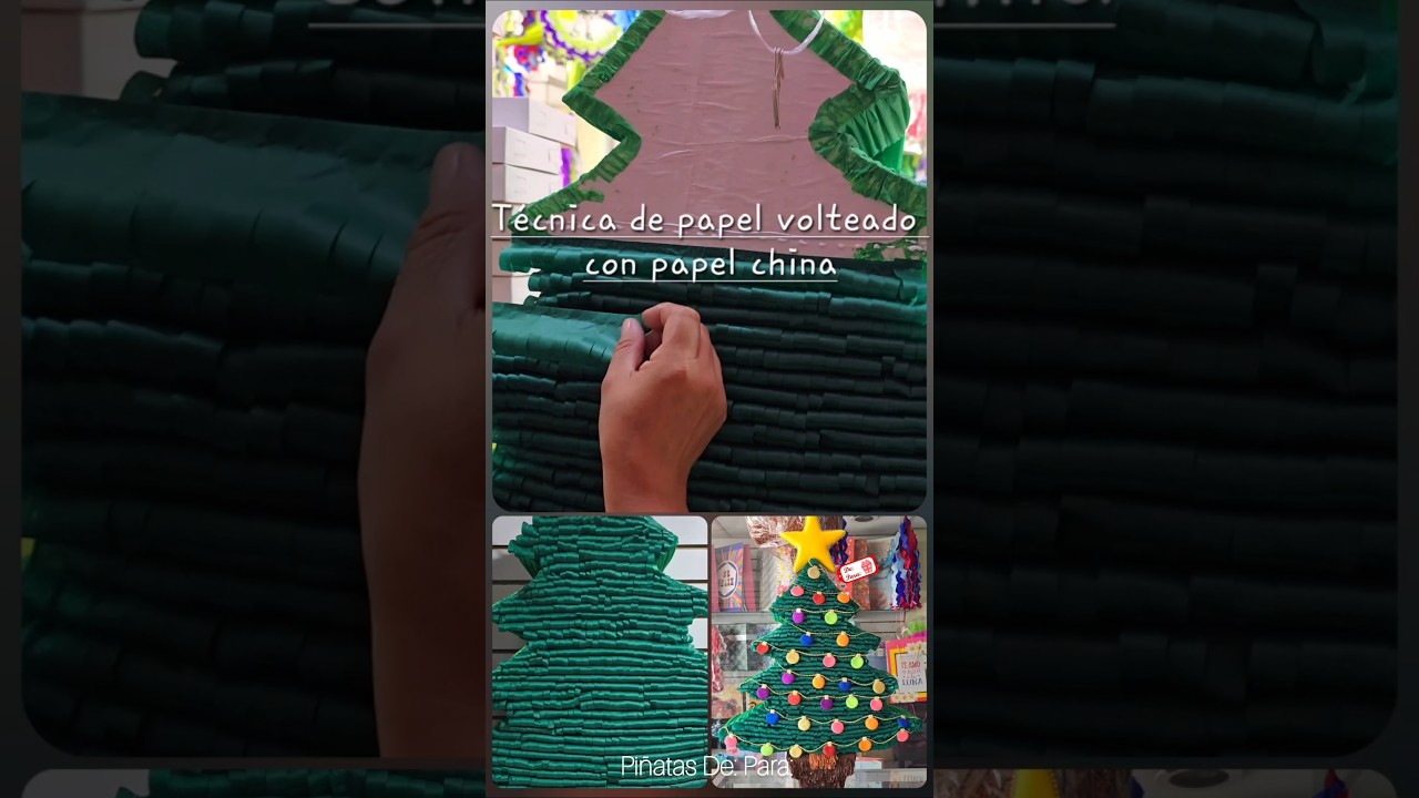 T&eacute;cnica de volteado con papel china‼️🪅🎄 #arboldenavidad #navidad  #shorts