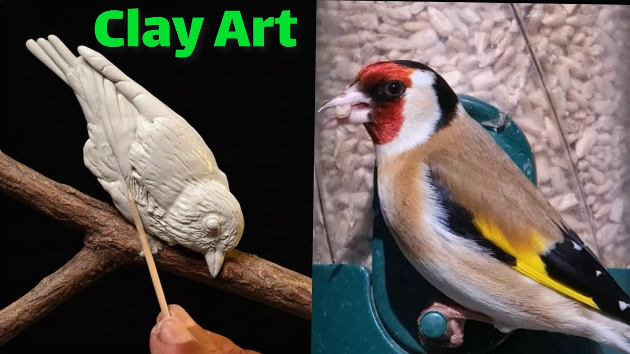 Clay art |🕊️ Satisfying 3D Goldfinch Painting — Watch This Sculpture Come to Life!