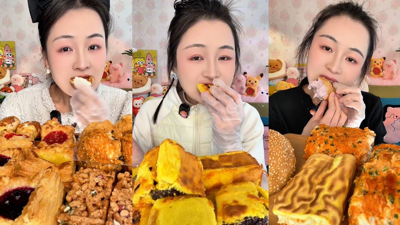 ASMR Mukbang  Soft Bread & Pastry Eating Sounds | Crispy & Fluffy Bakery Desserts (No Talking)