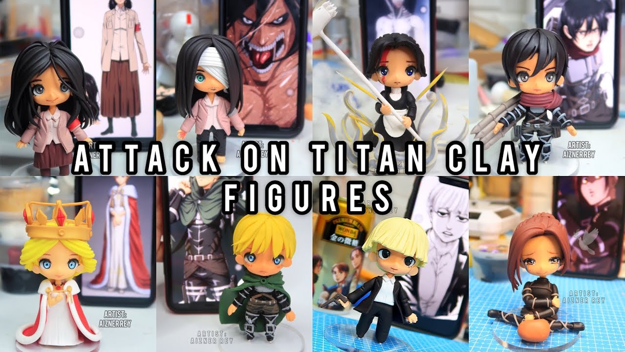 DIY | Making ATTACK ON TITAN CHARACTER FIGURES using AIR DRY CLAY | PIECK,EREN, MIKASA ,ETC.| Part 1