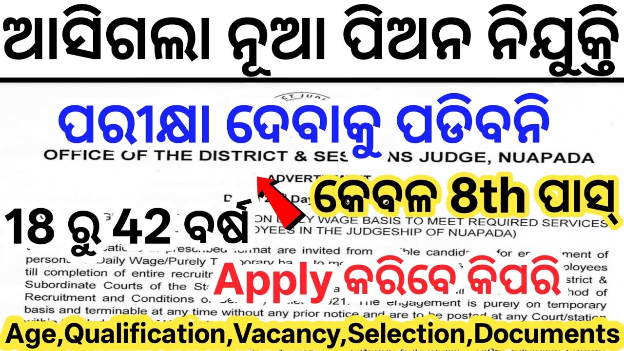 Odisha Group D Peon Job Vacancy 2026// Today Odisha New Govt Jobs// Odisha New Job Vacancy 2026