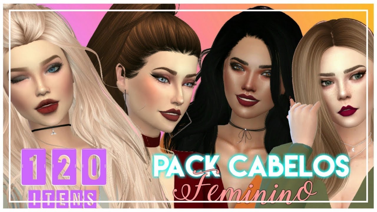Pack Cabelos Hallow Sims ↠ 120 Cabelos Feminino ♥ The Sims 4