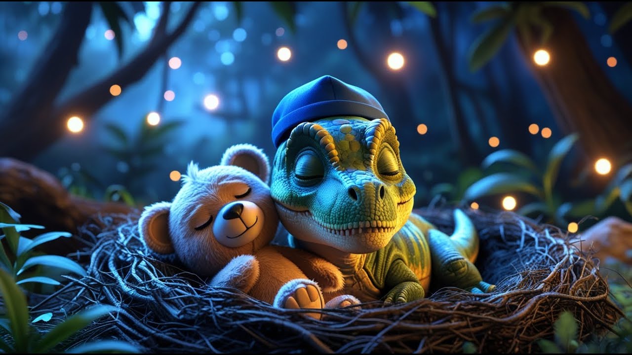 🔴 Instant Sleep for Babies 💤 Cute Baby Dinosaur & Bobo Bear 🦖 Relaxing Lullaby Music ♫ Rain Sounds