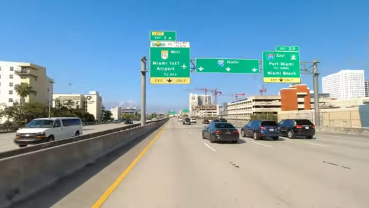 Driving Around Downtown Miami to West Palm Beach Florida on I-95