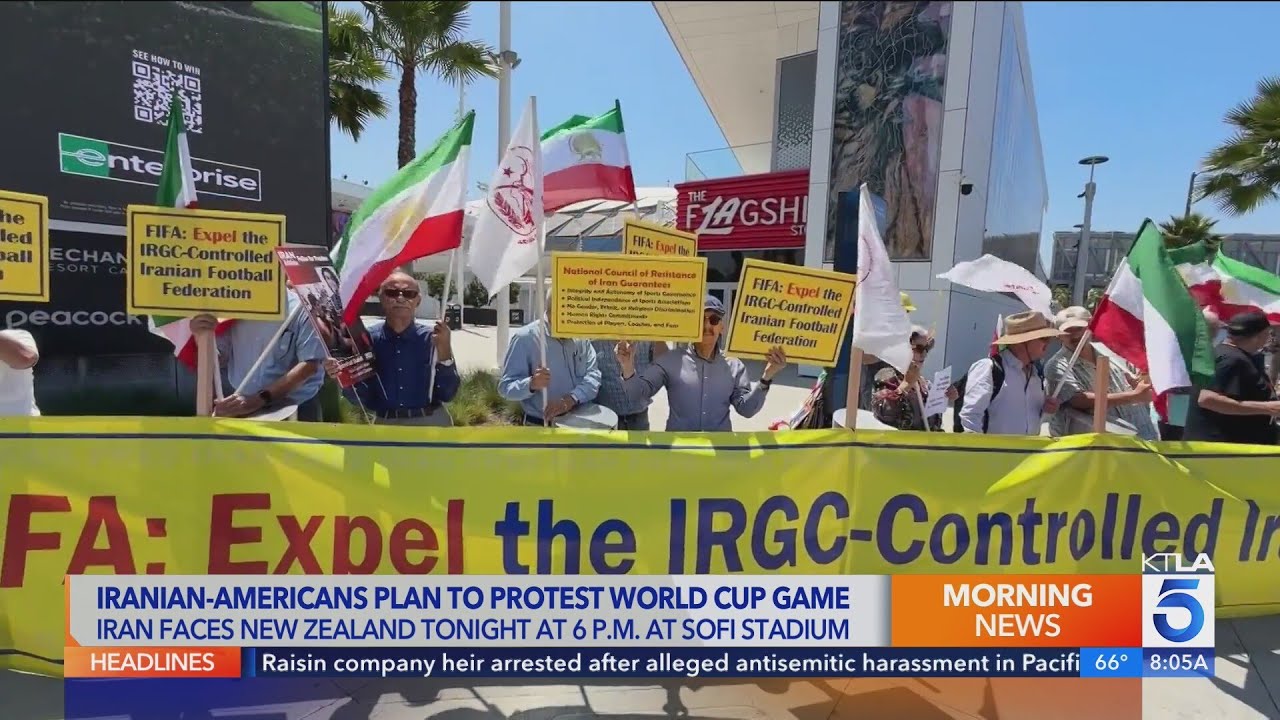 Iranian Americans protesting at World Cup game on Monday