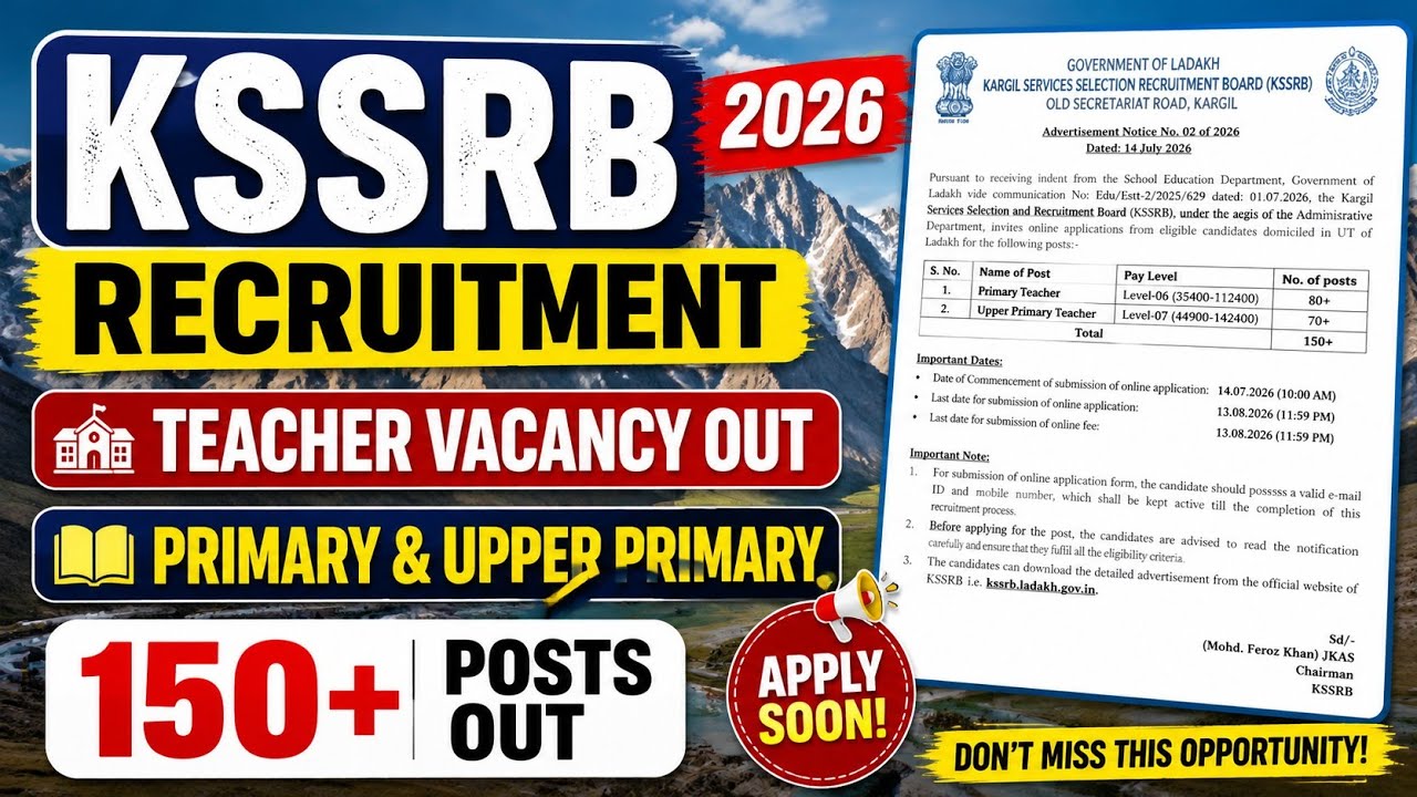 KSSRB Teacher Vacancy out || Primary & Upper Primary  Teacher