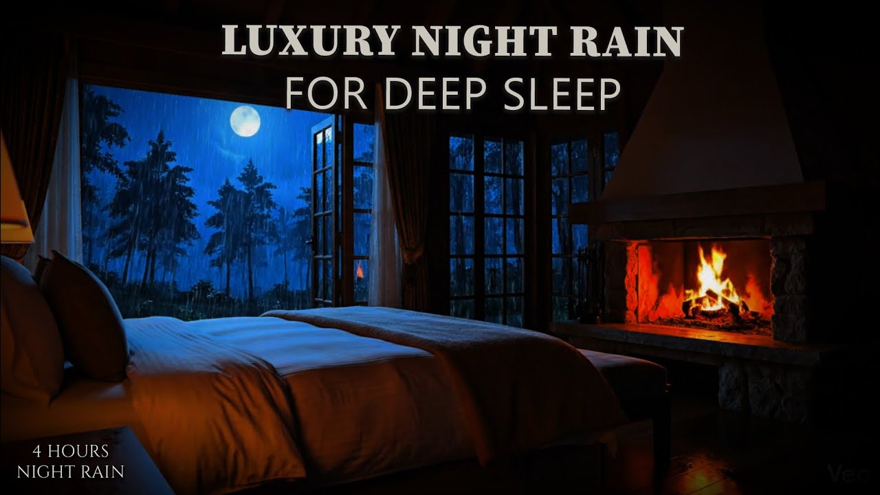 Cozy Cabin in the Woods 🌧️ Heavy Rain & Fireplace Sounds to Cure Insomnia | Fall Asleep Fast