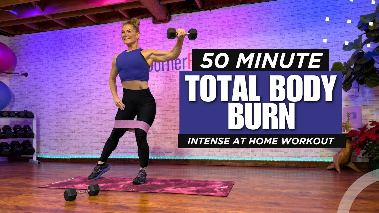 50-Minute Total Body Sculpt Workout | Dumbbells & Booty Bands
