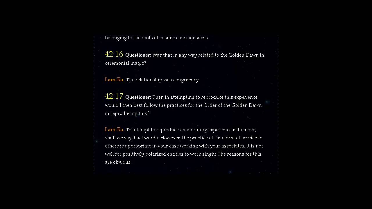 The Law of One - Session 42 of 106 - Part (2of 2)  - The Ra Material